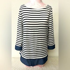 Market Spruce Women’s Large Top 3/4 sleeve Blue/white stripes